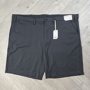 New! Stylus Mens 52 Chino Shorts Grey Polyester High Rise Flat Front Pockets